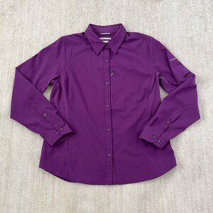 Columbia Omni Shade Long Sleeve Button Up Shirt Top XL Purple